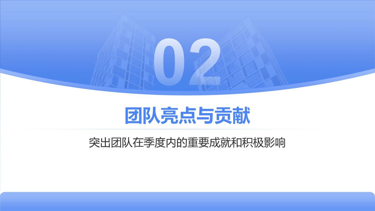 蓝色商务风季度团队绩效回顾与优化建议PPT模板