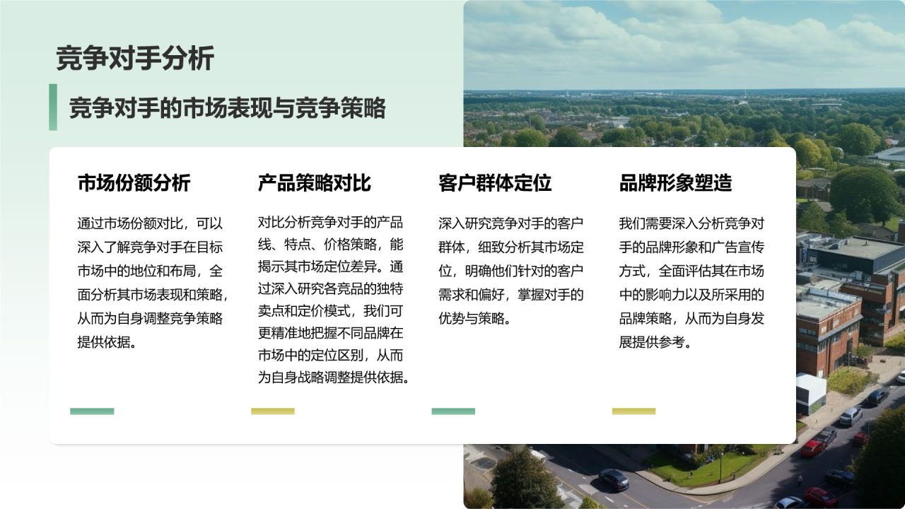 绿色商务风企业核心竞争力与市场定位展示PPT模板