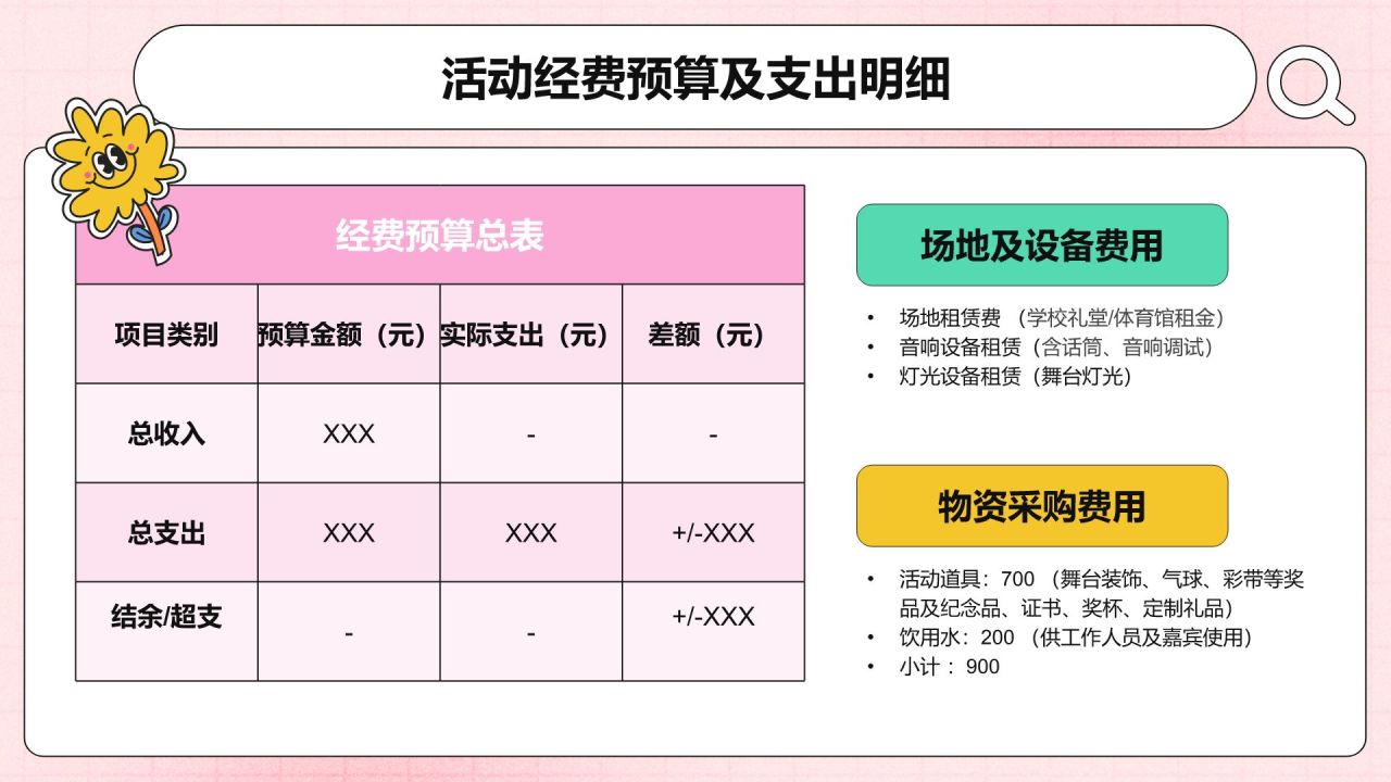 粉色插画风社团迎新活动策划PPT模板