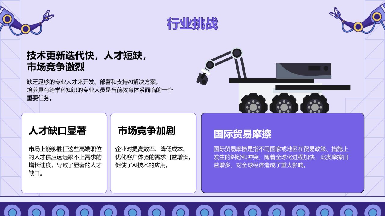 紫色插画风人工智能与商业创新PPT模板