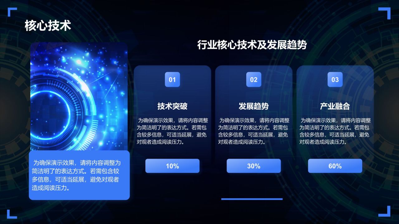 蓝色科技风行业分析概览PPT模板