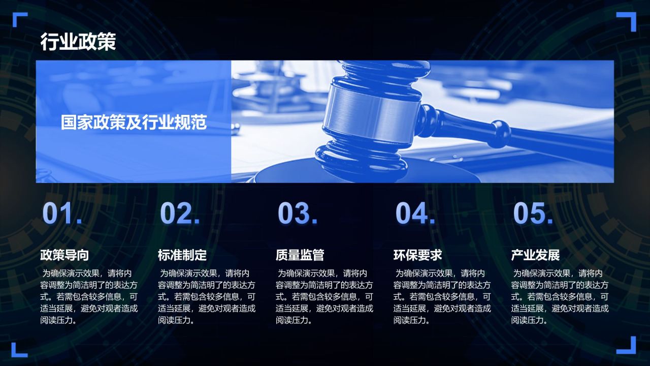 蓝色科技风行业分析概览PPT模板