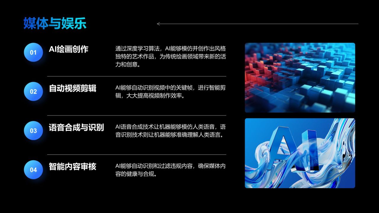 蓝色科技风人工智能应用全解析PPT模板