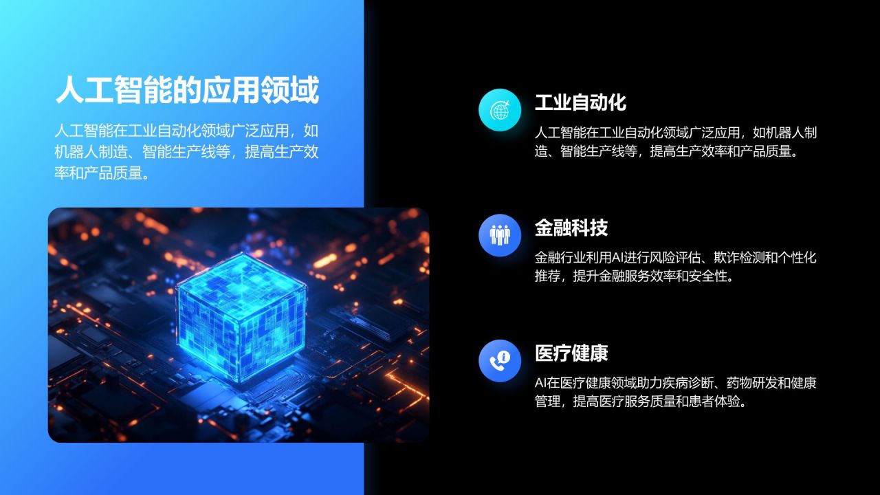 蓝色科技风人工智能应用全解析PPT模板