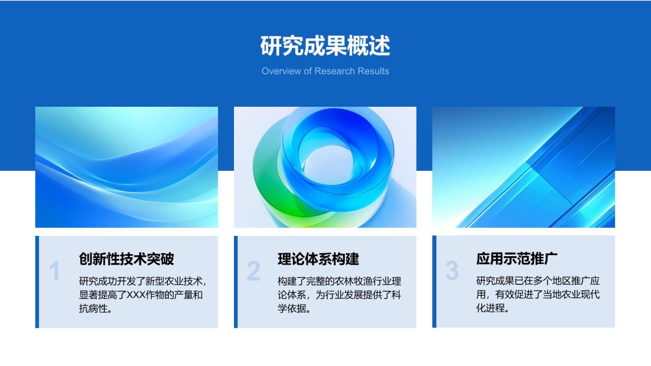 蓝色简约风毕业研究成果汇报PPT模板
