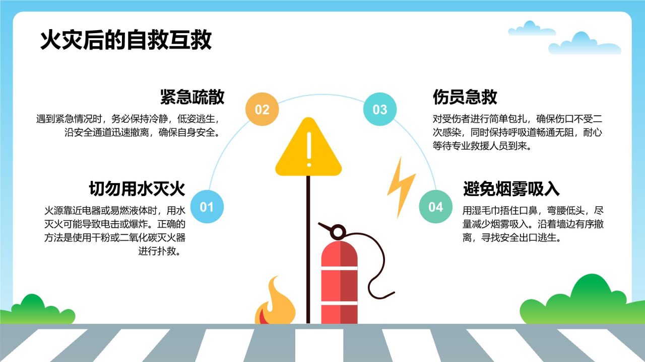 蓝色卡通风中小学生应急避险指南PPT模板