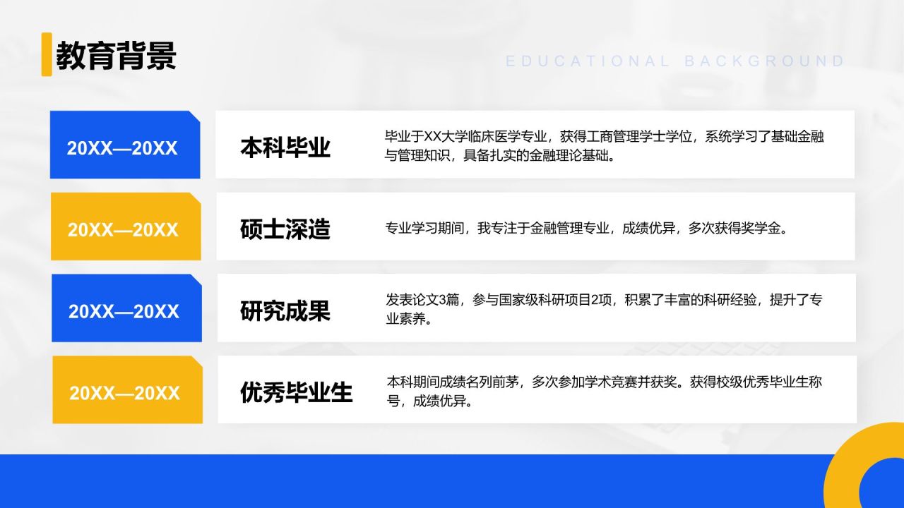 蓝色商务风考研复试自我介绍PPT模板