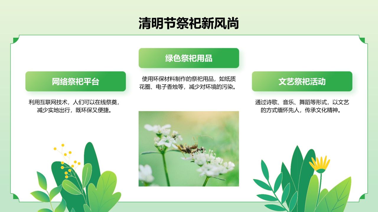 绿色国潮风二十四节气之清明节PPT模板