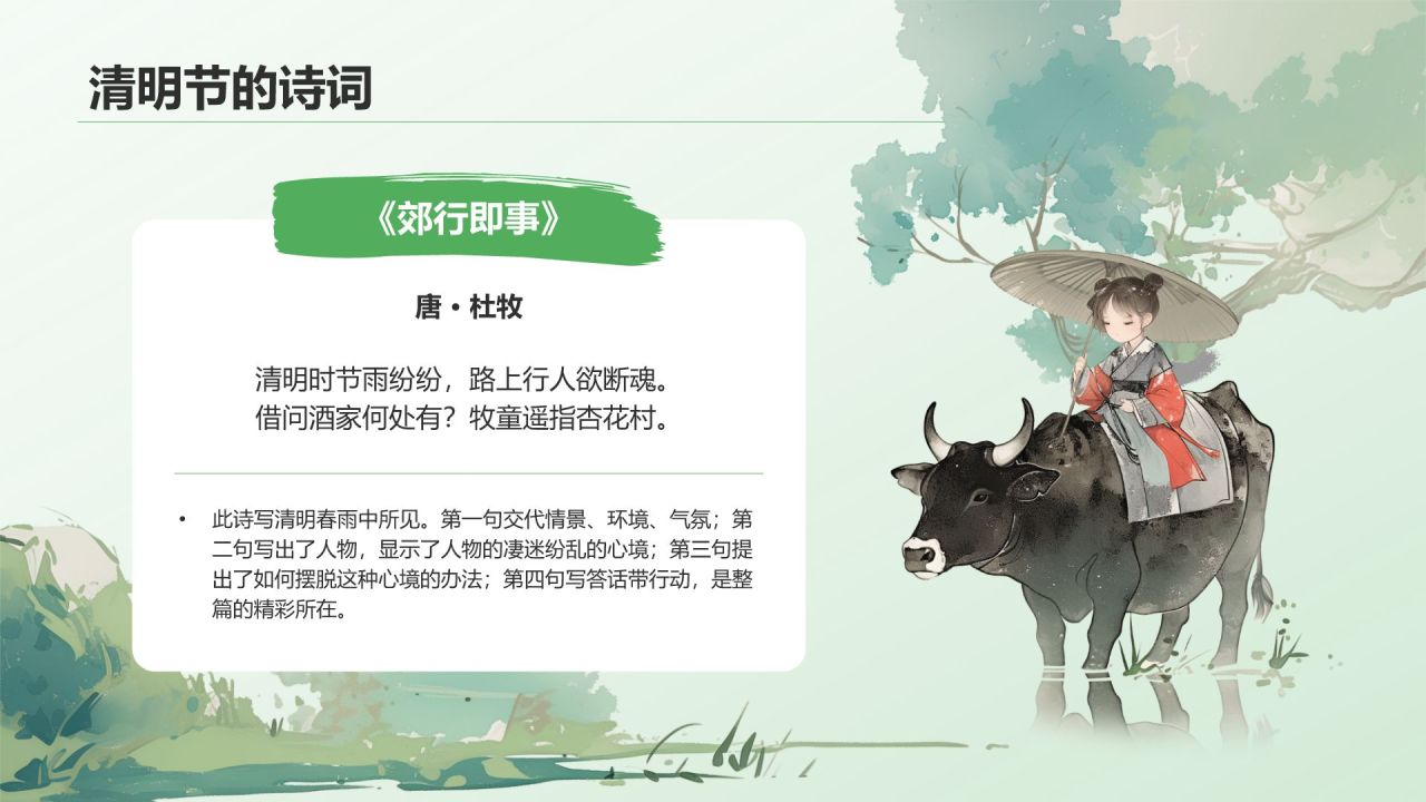 绿色水墨风清明节的文化传承与习俗解析PPT模板