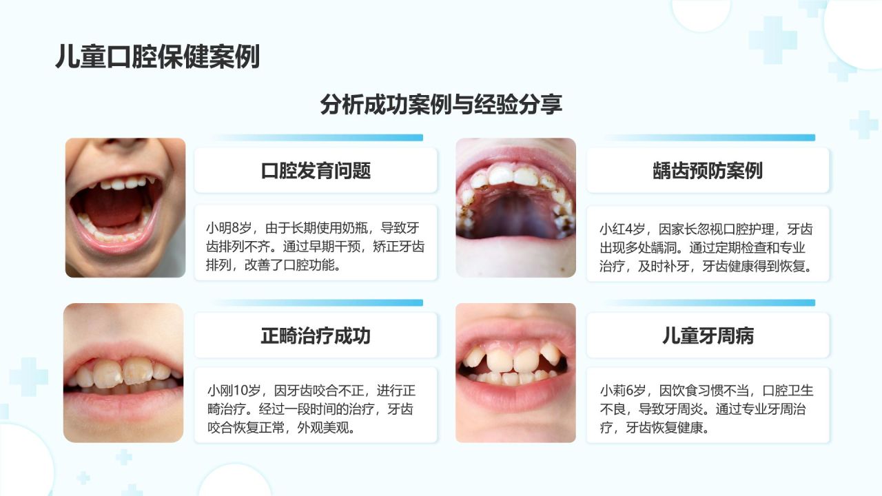 蓝色简约风儿童牙齿保健与口腔健康管理PPTPPT模板