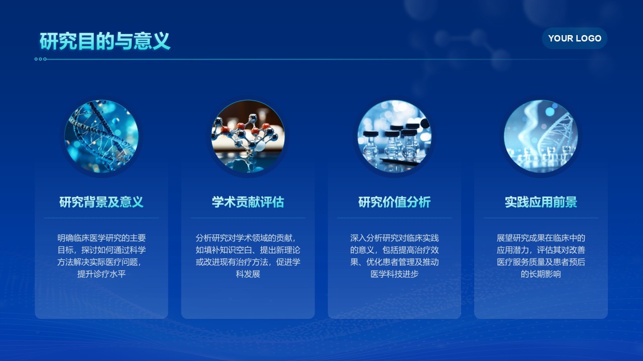 深蓝色科技风临床医学毕业答辩PPT模板