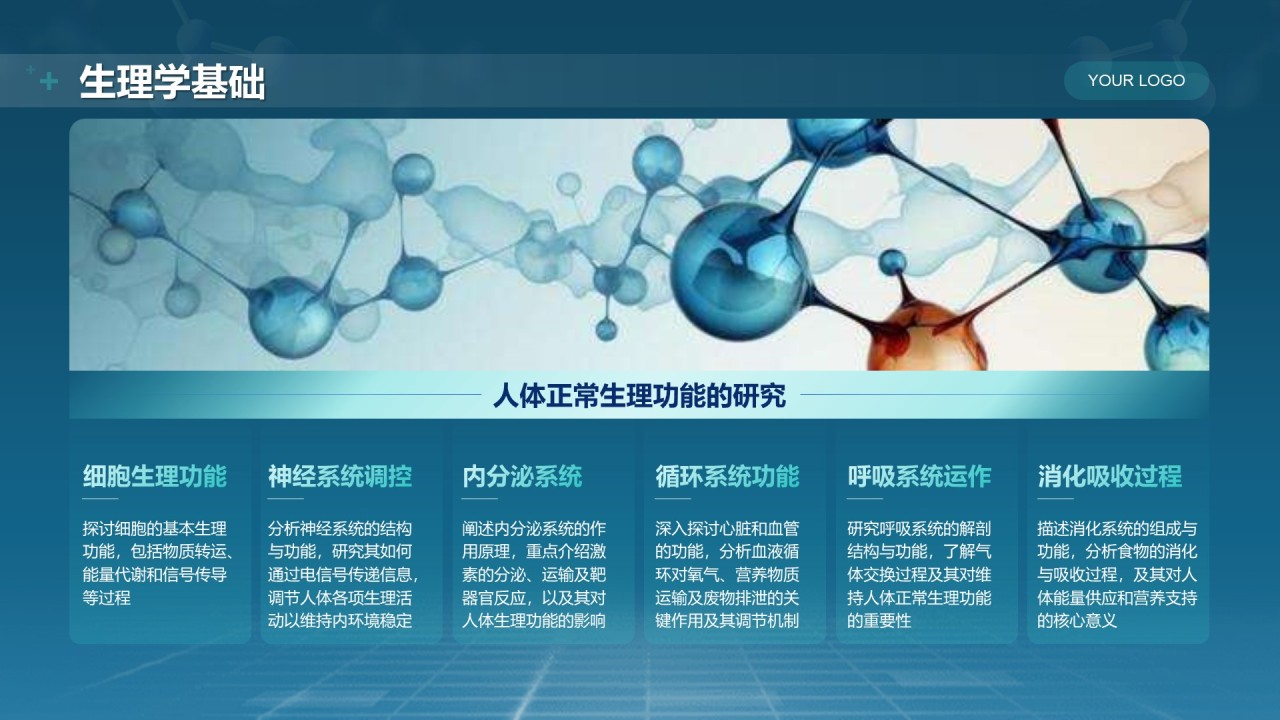 蓝色科技风医学基础知识与临床应用PPT模板