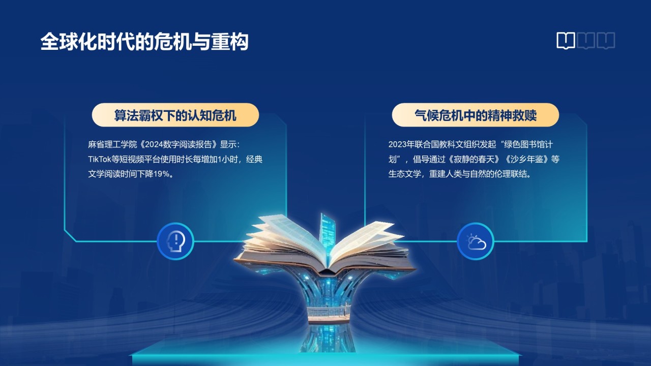 蓝色科技风世界读书日PPT模板