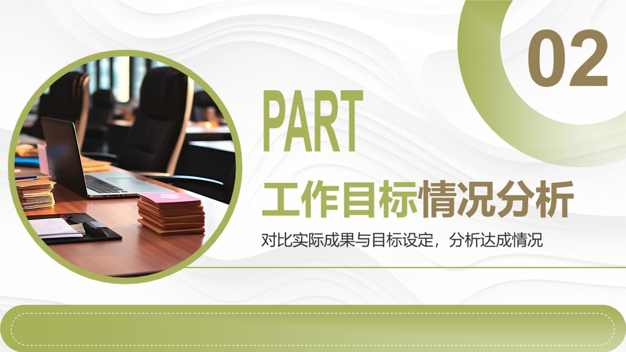 绿色商务风年度工作目标达成情况分析PPT模板