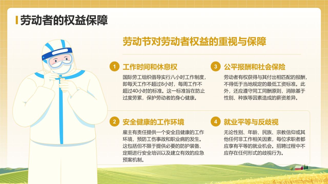 黄色插画风五一国际劳动节文化介绍PPT模板