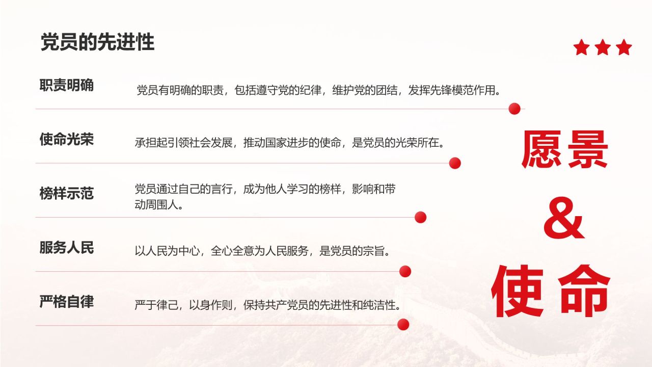 红色党政风入党积极分子答辩汇报PPT模板