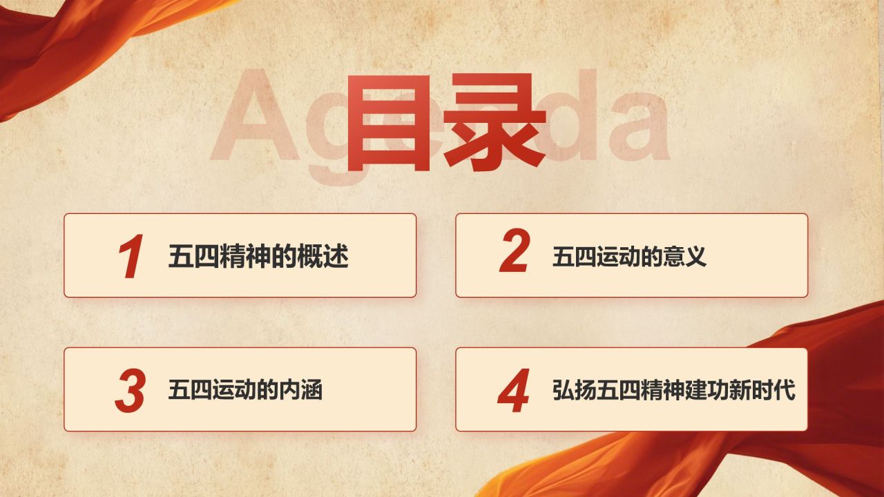 红色党政风五四精神传承PPT模板