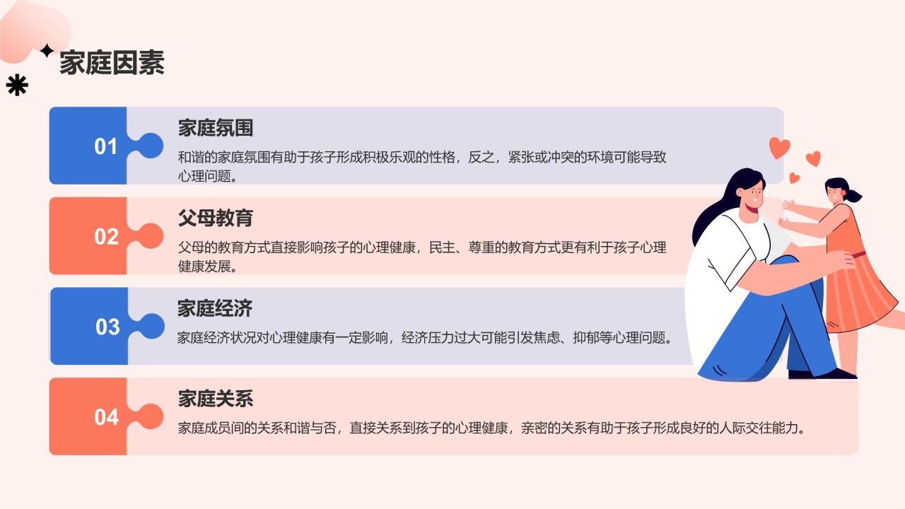 红色插画风心理健康主题班会PPT模板