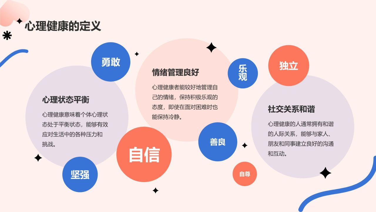 红色插画风心理健康主题班会PPT模板