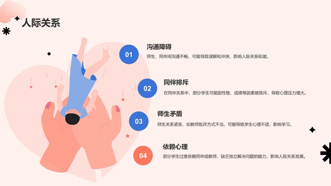 红色插画风心理健康主题班会PPT模板
