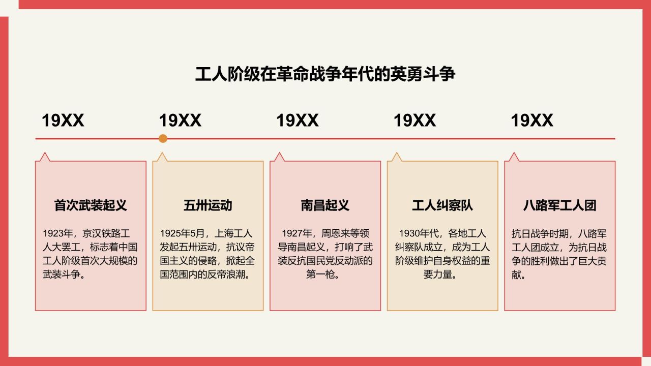 红色插画风国际劳动节介绍PPT模板