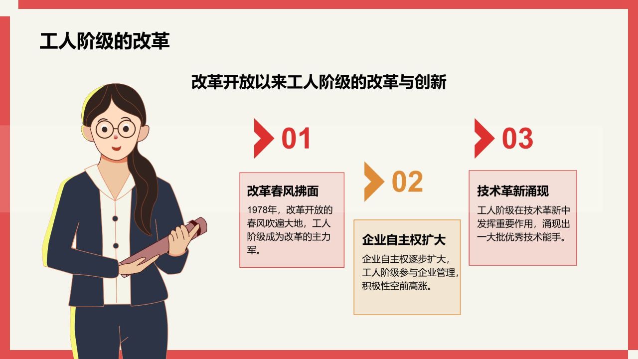 红色插画风国际劳动节介绍PPT模板