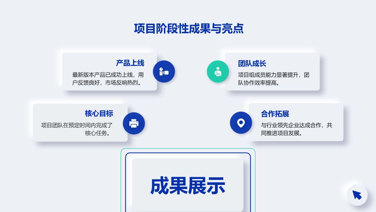 蓝色新拟态项目进展阶段汇报PPT模板