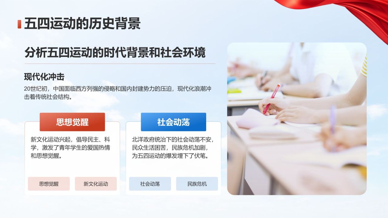红色党政风五四精神主题教育PPT模板