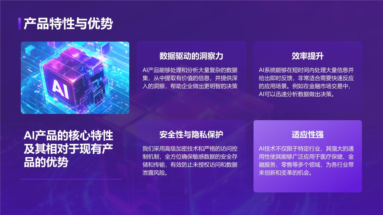 紫色3D风AI产品立项策划提案PPT模板