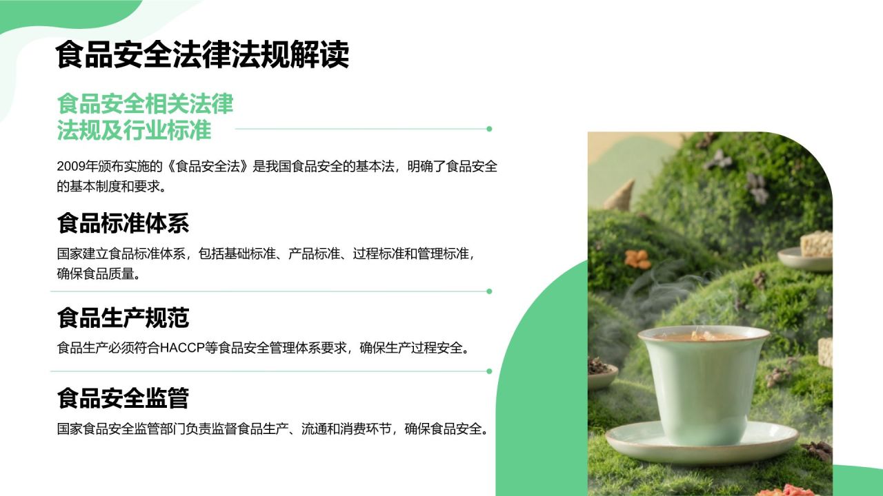 绿色商务风食品安全与健康生活PPT模板