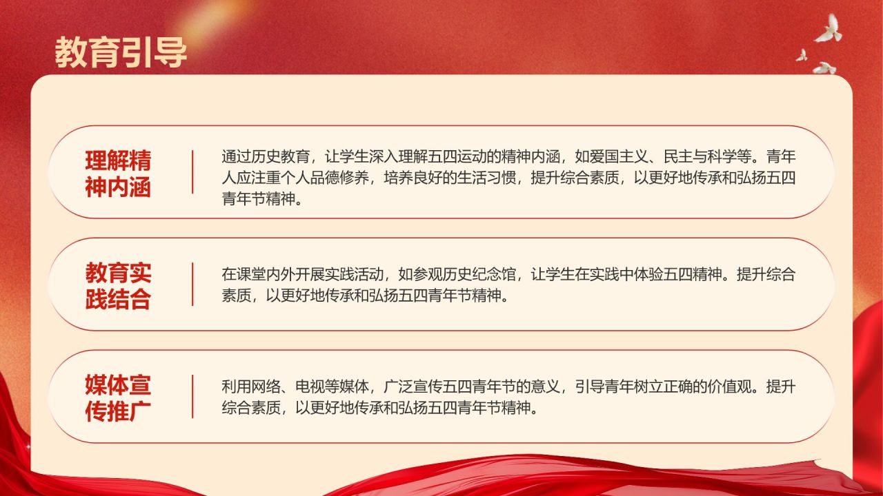 红色党政风五四青年节精神解读PPT模板