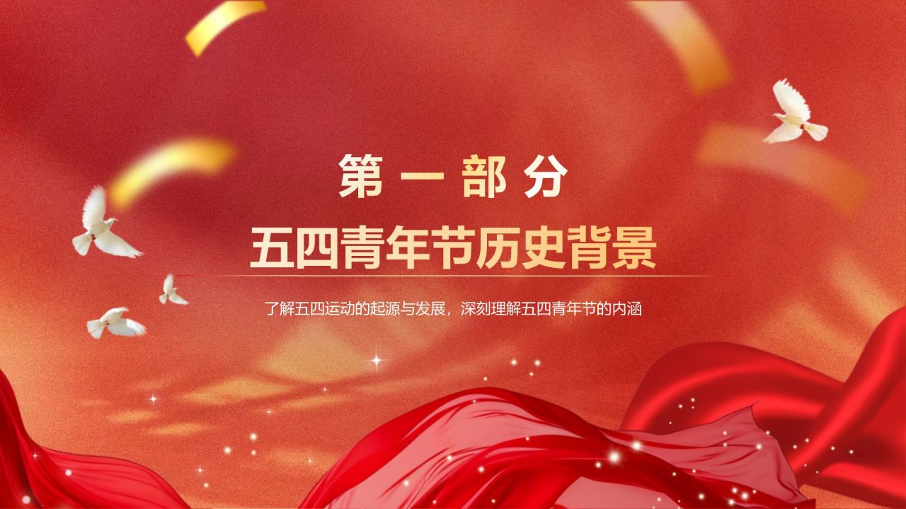 红色党政风五四青年节精神解读PPT模板