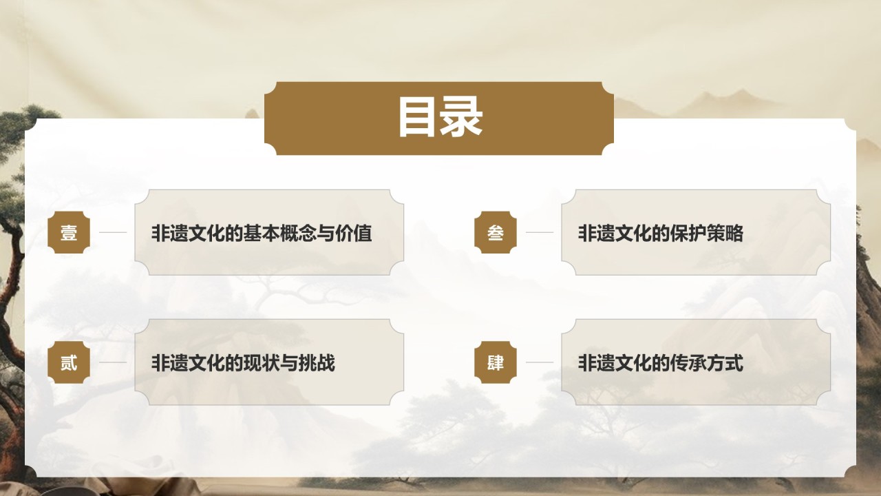 棕色复古风非遗文化的保护与传承PPT模板