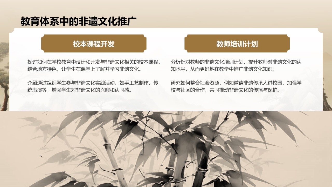 棕色复古风非遗文化的保护与传承PPT模板