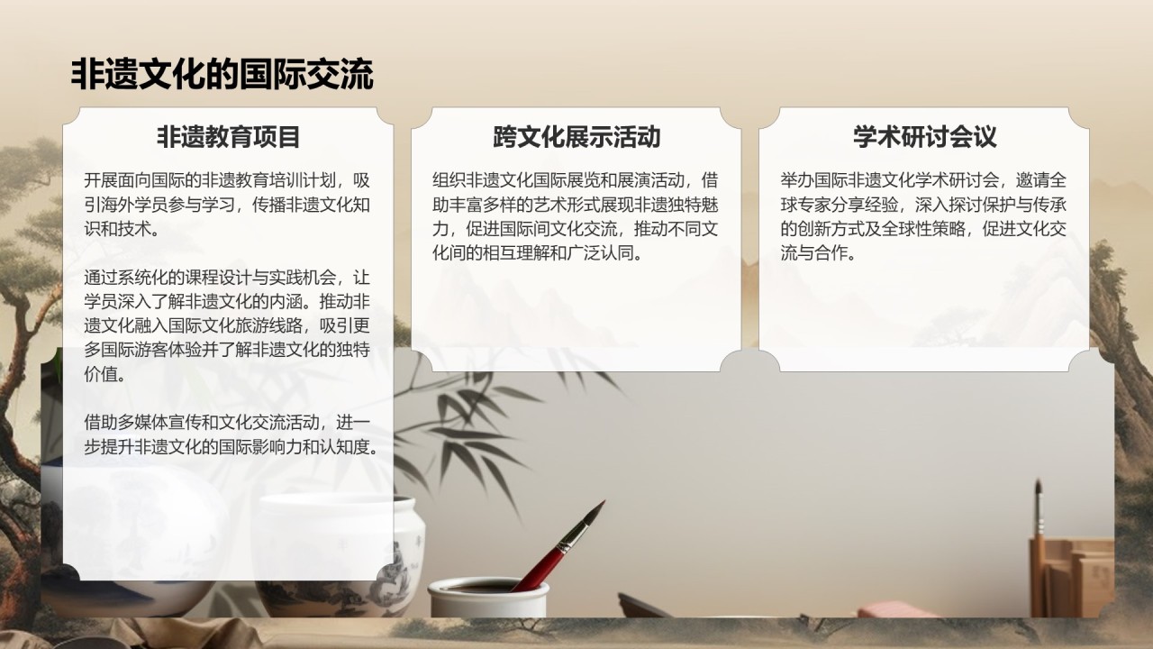 棕色复古风非遗文化的保护与传承PPT模板