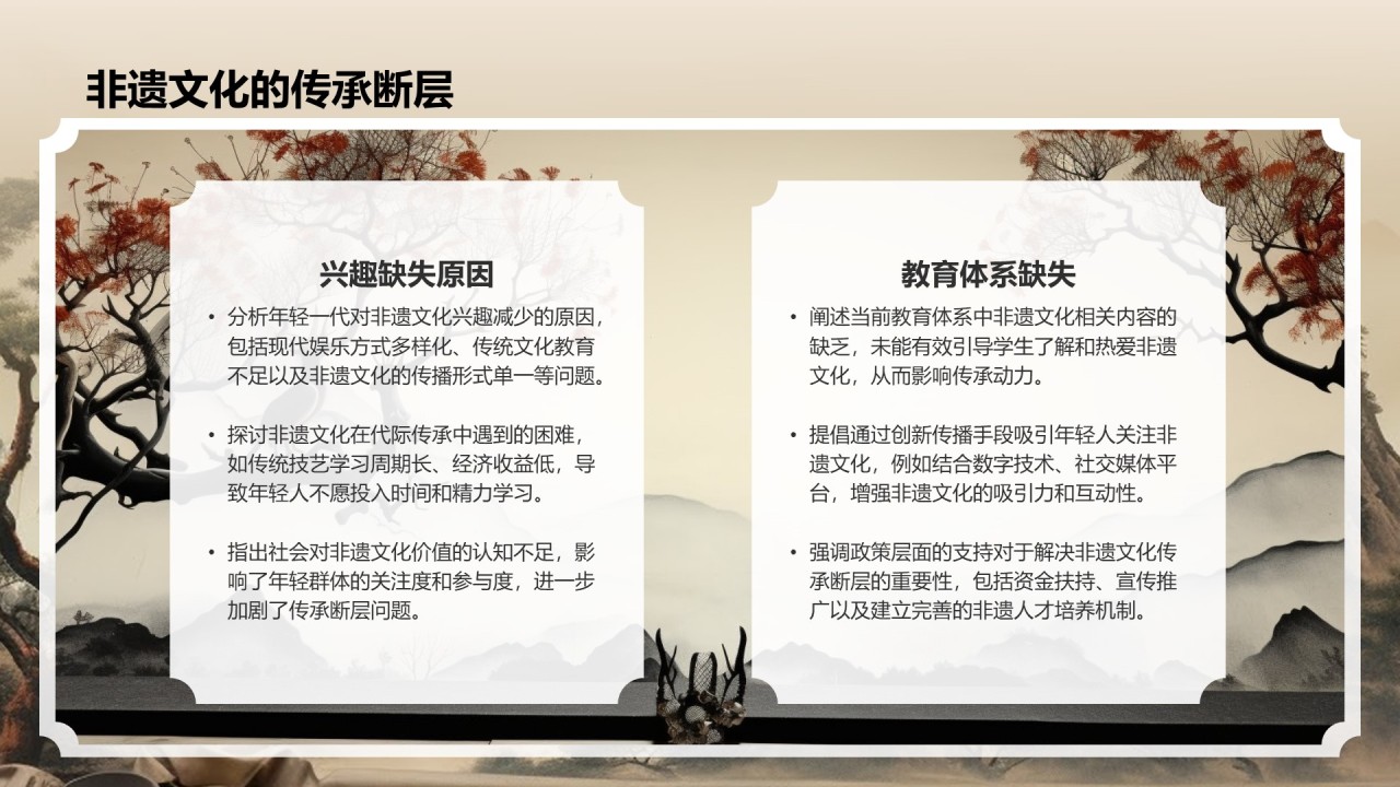 棕色复古风非遗文化的保护与传承PPT模板