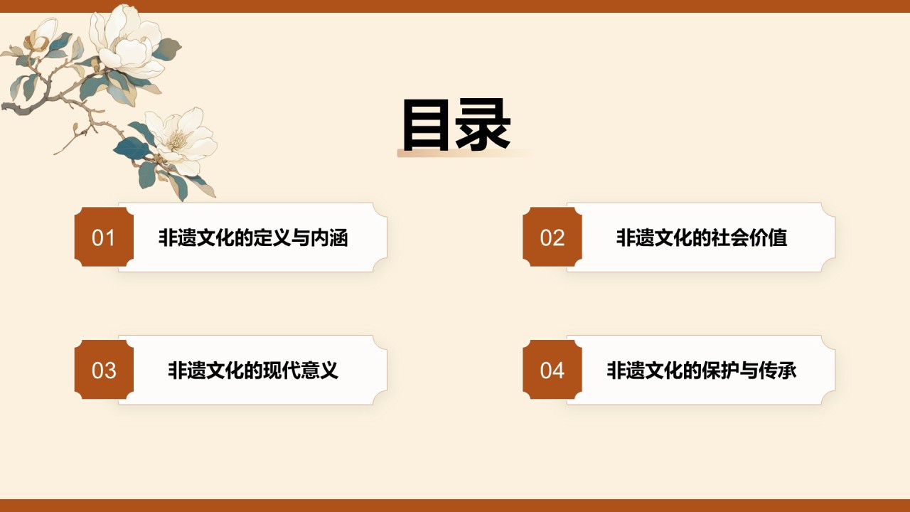 棕色复古风非遗文化PPT模板