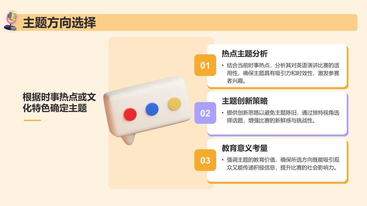 橙色3D风英语演讲比赛活动策划PPT模板