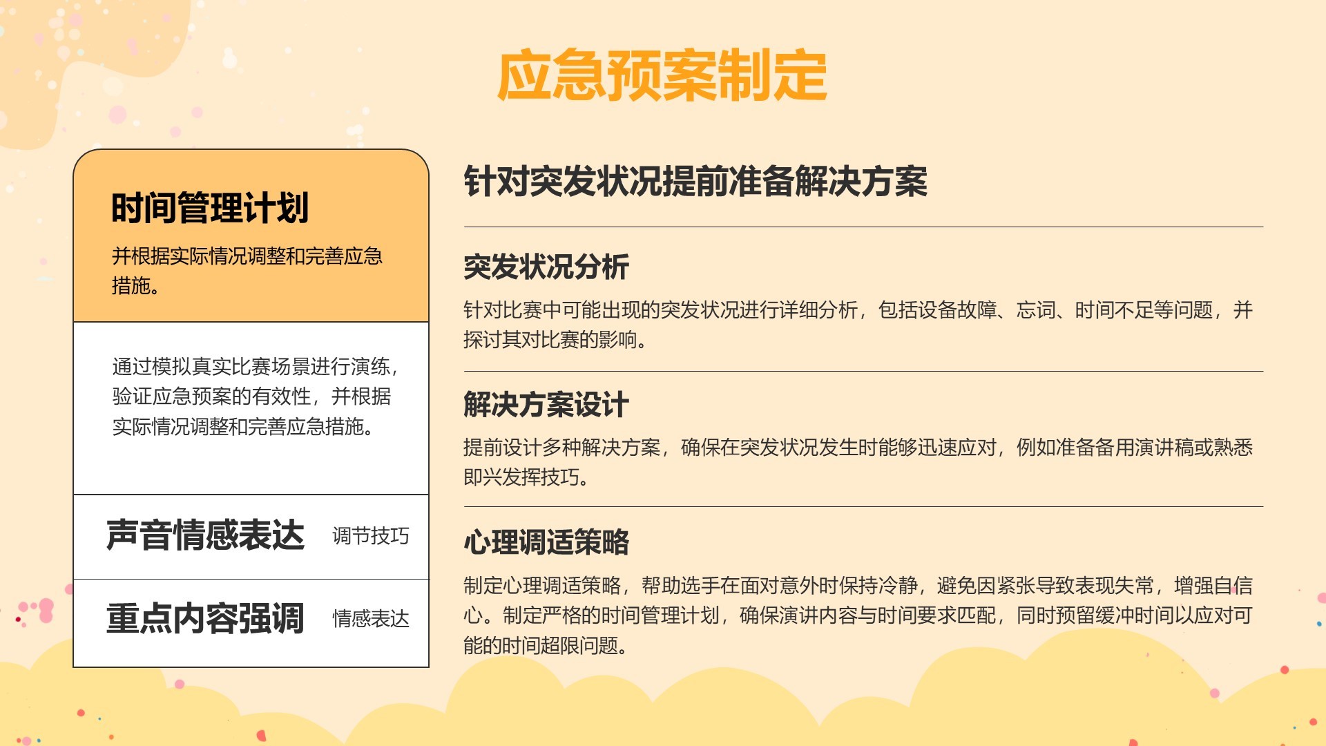 橙色插画风英语演讲比赛的应对技巧PPT模板