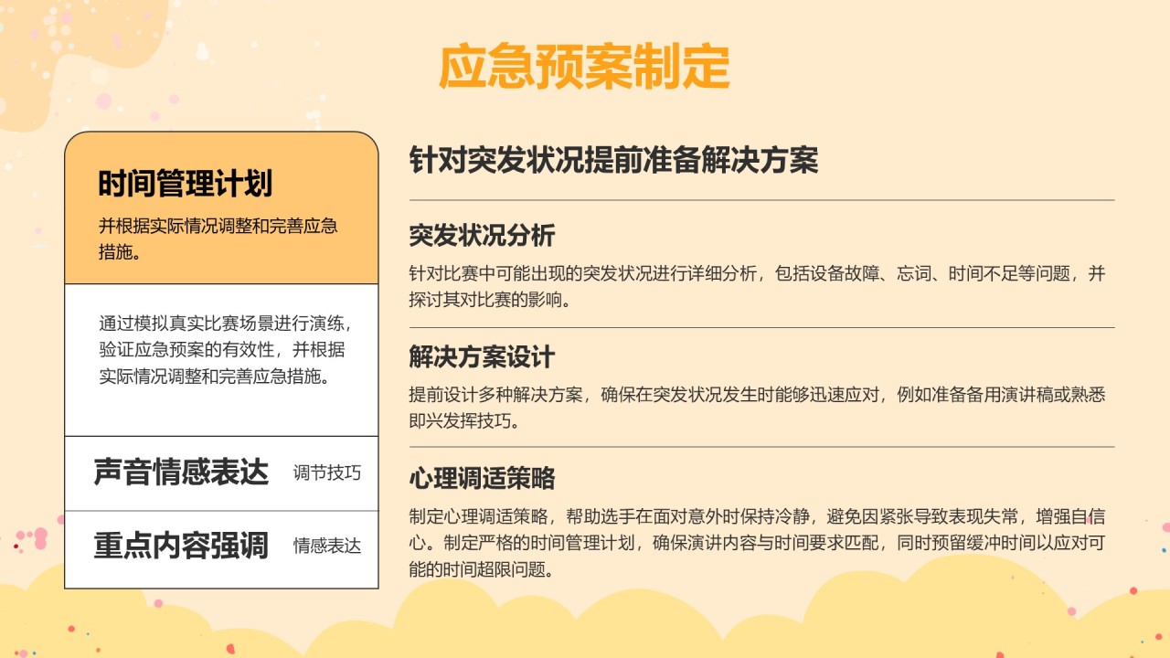 橙色插画风英语演讲比赛的应对技巧PPT模板