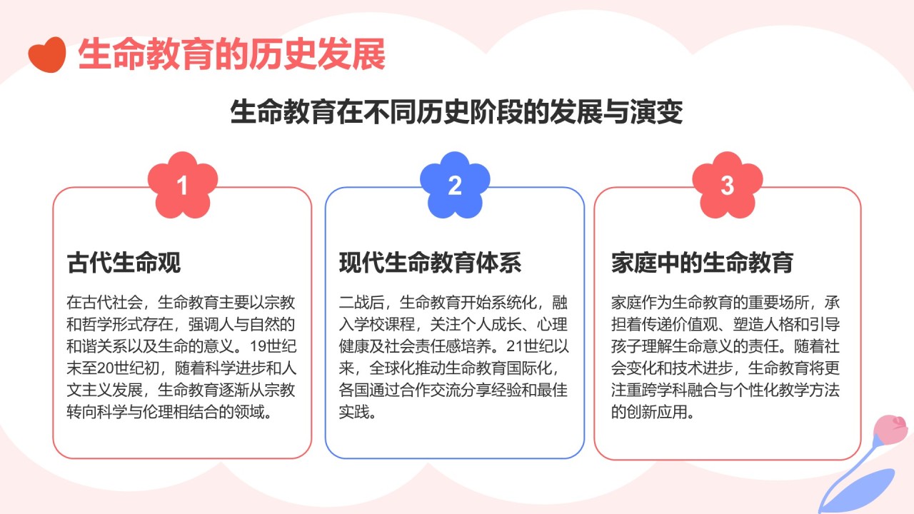 粉色插画风生命教育与心理健康讲座PPT模板