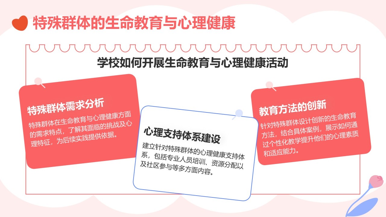 粉色插画风生命教育与心理健康讲座PPT模板