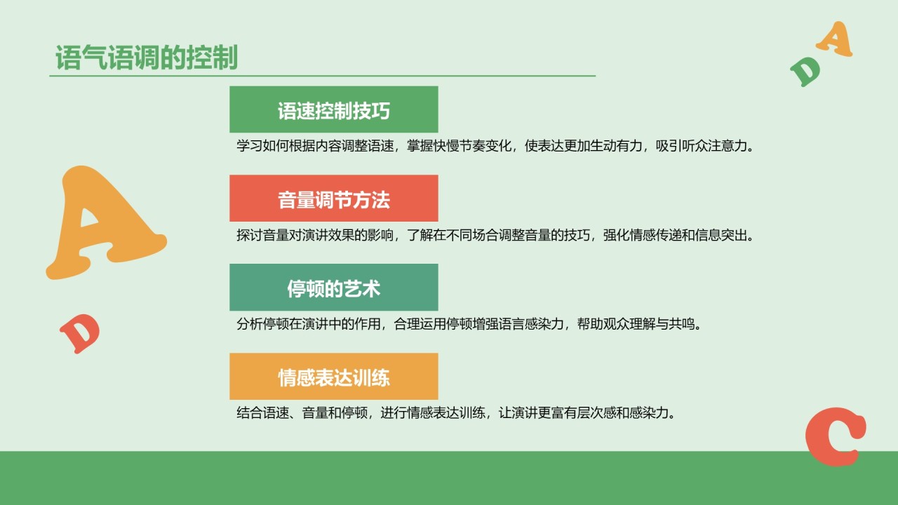 绿色插画风英语演讲比赛内容组织PPT模板