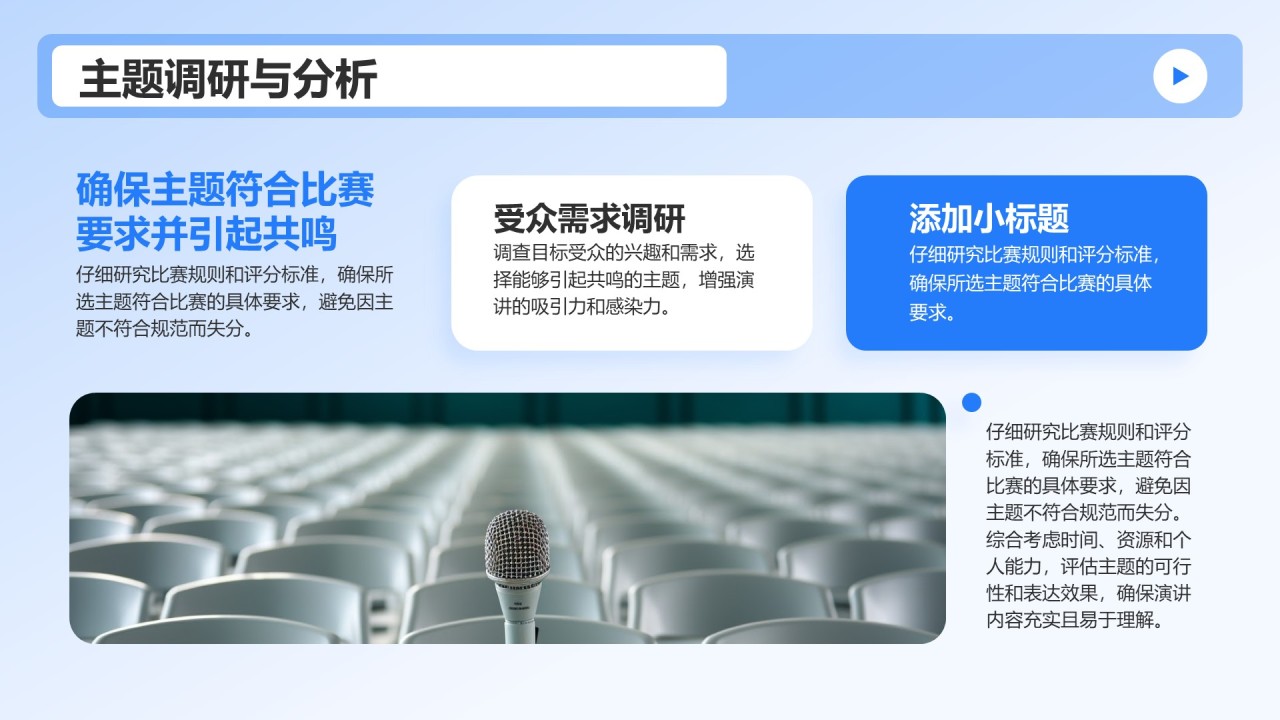 蓝色3D风成功的英语演讲比赛方案PPT模板