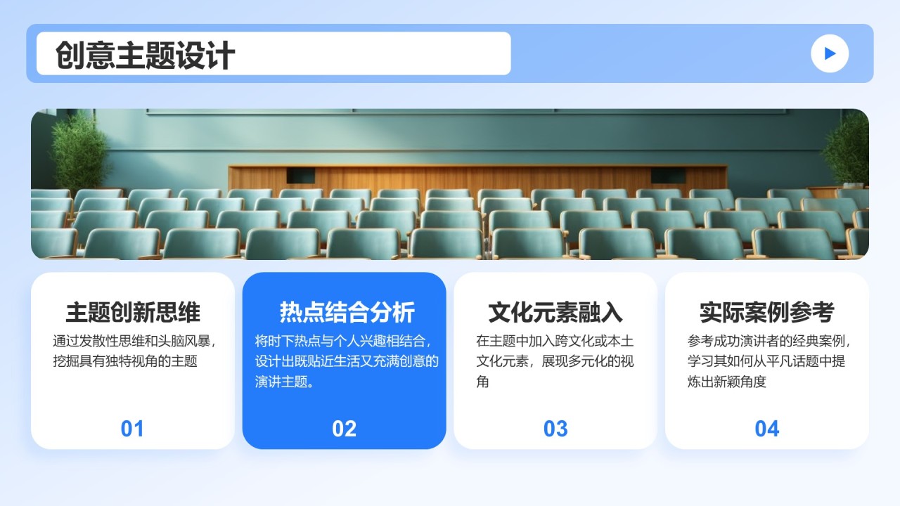 蓝色3D风成功的英语演讲比赛方案PPT模板