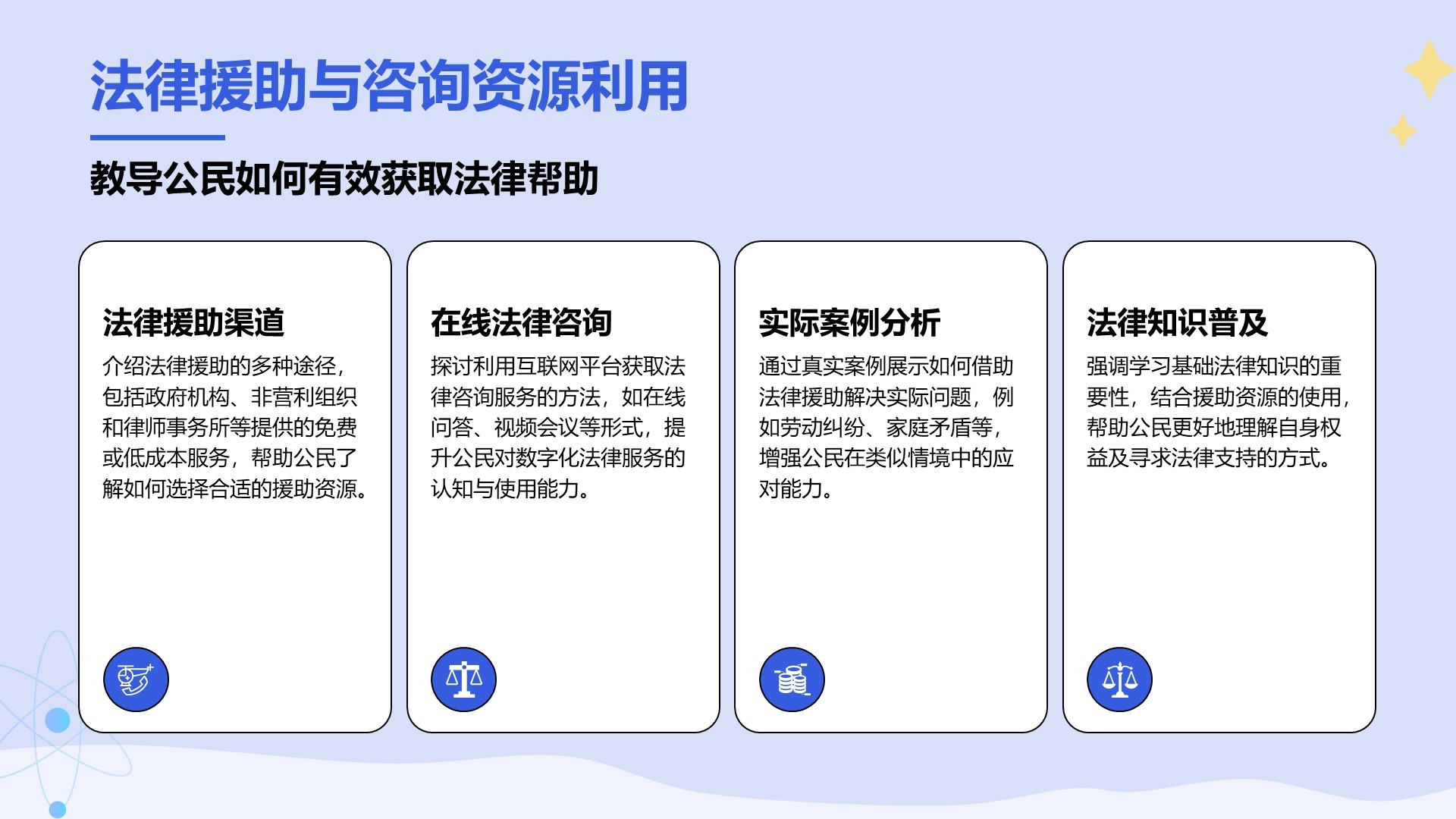 蓝色插画风培养法治社会的未来公民PPT模板
