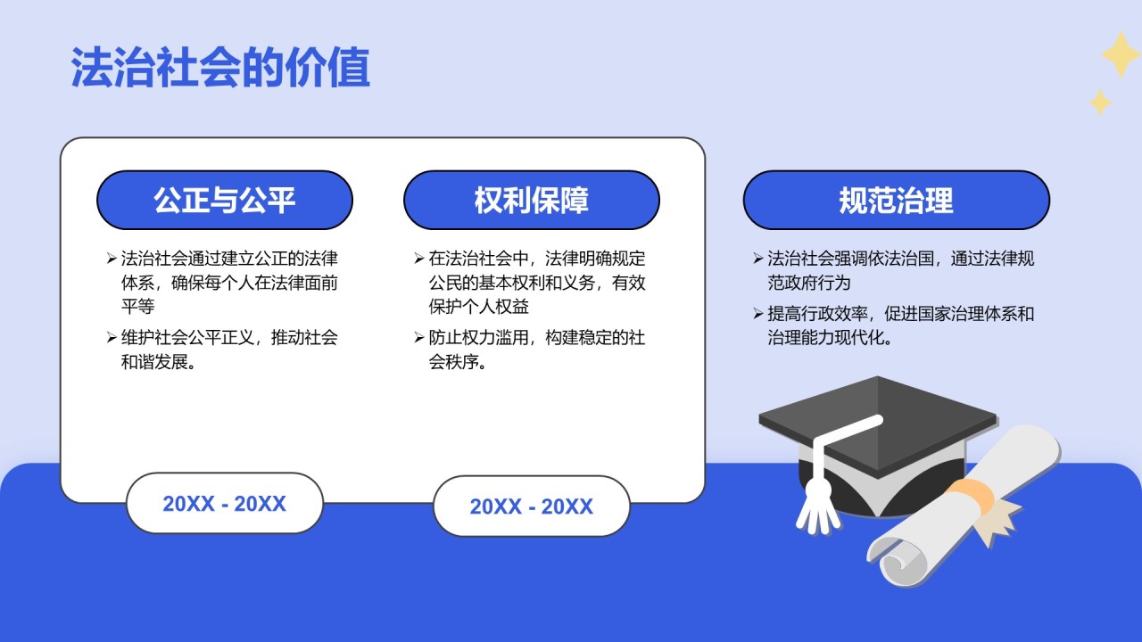 蓝色插画风培养法治社会的未来公民PPT模板