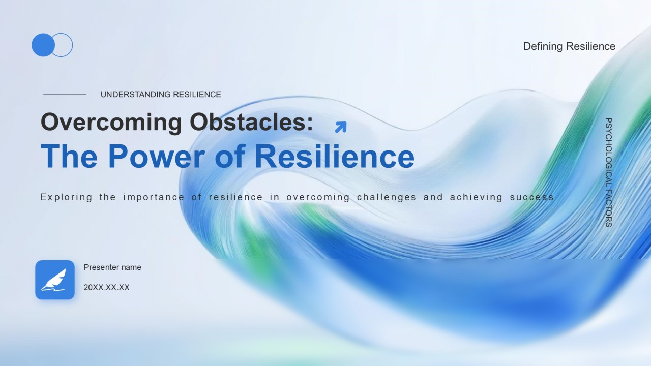 蓝色渐变风英语演讲克服障碍韧性的力量PPT模板