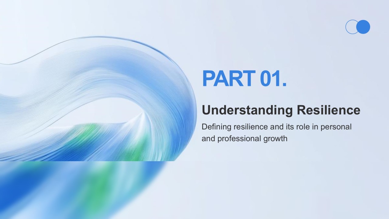 蓝色渐变风英语演讲克服障碍韧性的力量PPT模板