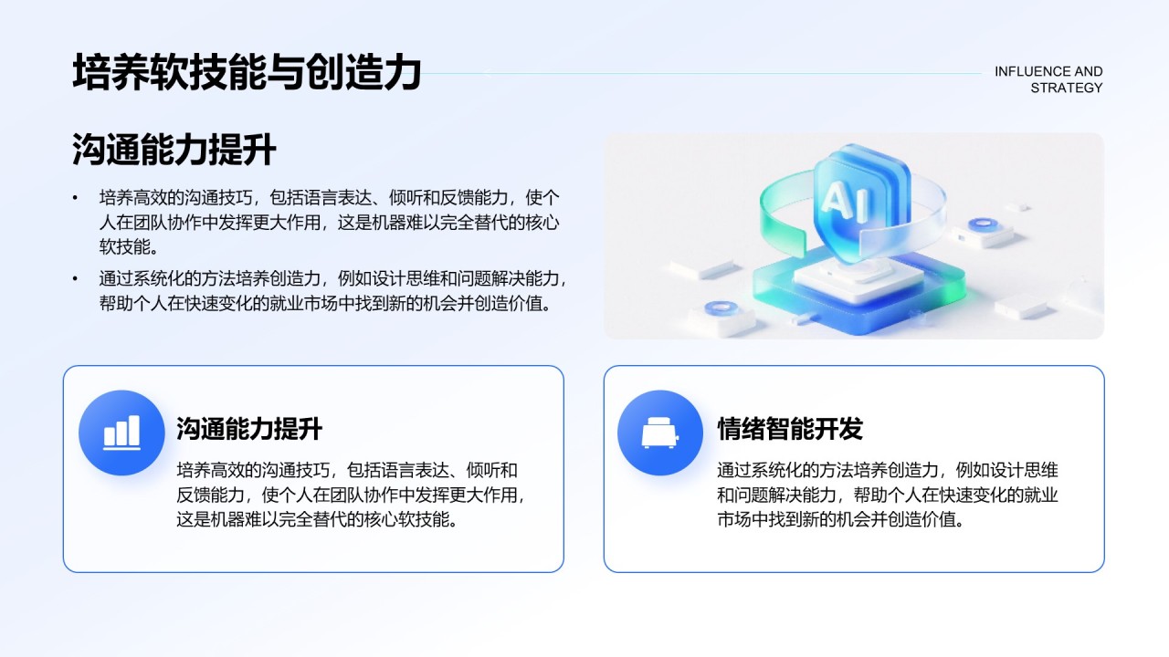 蓝色科技风人工智能对就业市场的影响与策略PPT模板
